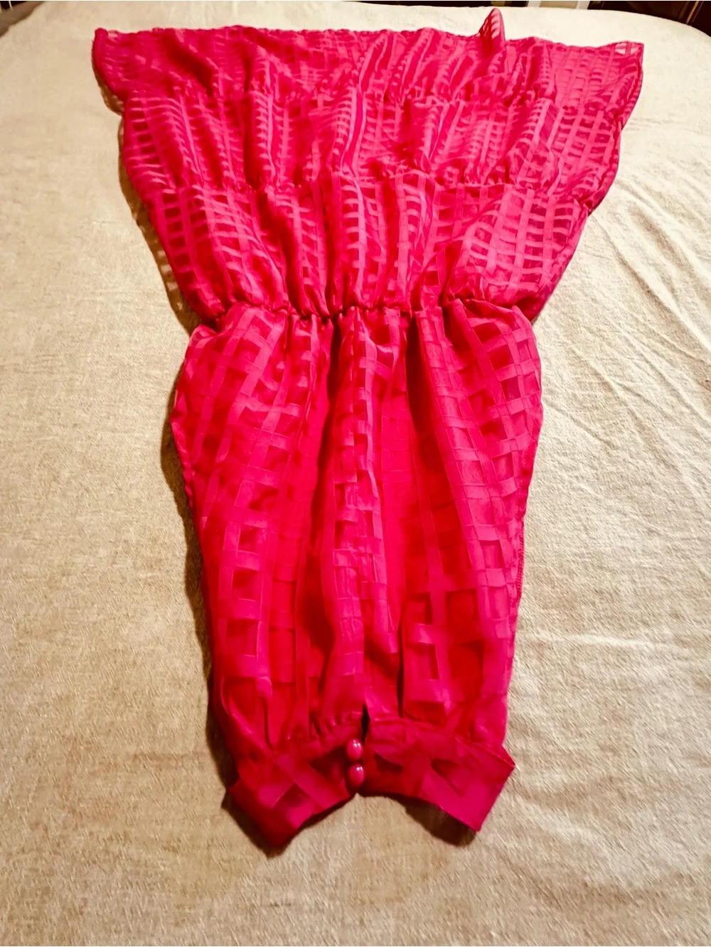 Windowpane Chiffon Halter Maxi Dress in Fuchsia Pink - Women’s L - Picture 8 of 16